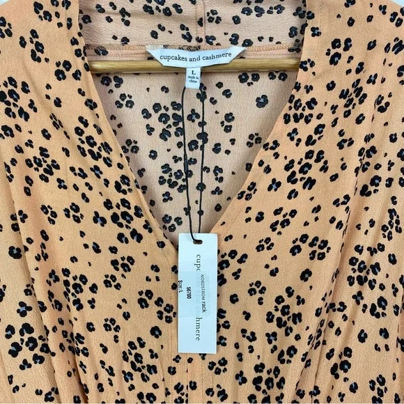 Cupcakes and Cashmere Women’s Summer Peach Midi Dress Animal Print Size Large - Picture 4 of 11